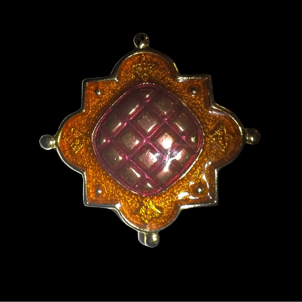 Ember Radiance Jewel Mosaic Brooch